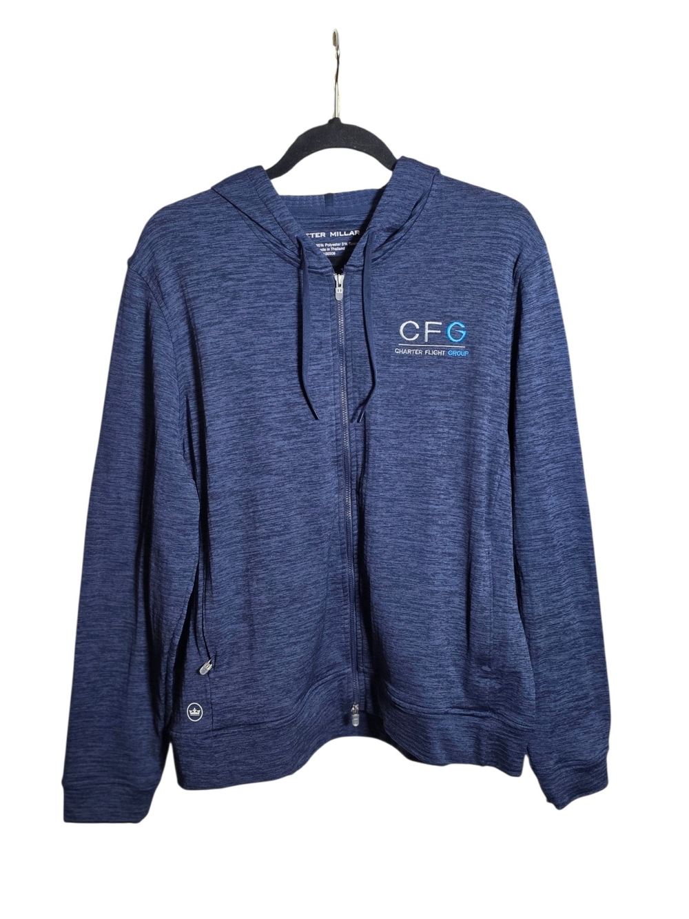 Peter Millar Crown Performance Full Zip Hoodie Blue XL CFG Logo